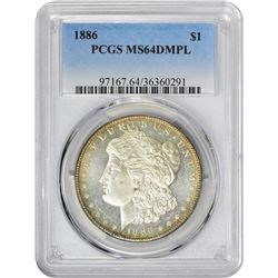 1886 VAM-1E. Curved Spiked 6. Rarity-5. MS-64 DMPL PCGS.