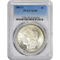 1887-S VAM-2. S/S Repunched Mintmark. VAM ‘Top 100.’ Rarity-4. AU-58 PCGS.