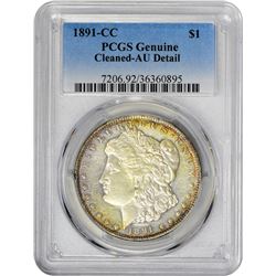 1891-CC VAM-3. Spitting Eagle. Rarity-4. Genuine – Cleaned – AU Details PCGS.