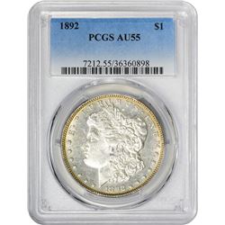 1892 VAM-2. Far Date, Doubled 1 and 2. Rarity-4. AU-55 PCGS.