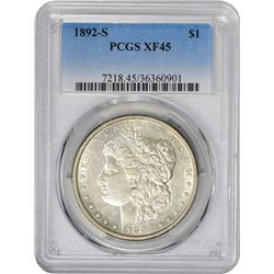 1892-S VAM-4. S Tilted Right. Rarity-3. EF-45 PCGS.