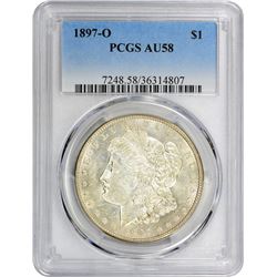 1897-O VAM-12. Low Near Date, O Tilted Right. Rarity-5. AU-58 PCGS.