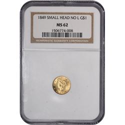 1849 Small Head, No L. MS-62 NGC