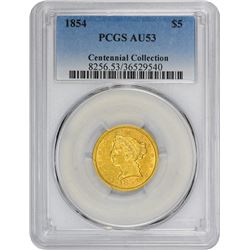 1854 AU-53 PCGS.