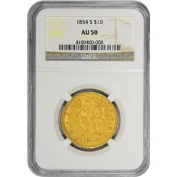 1854-S AU-50 NGC.