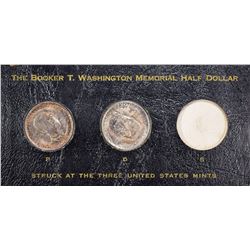 1946-PDS Booker T. Washington 50¢ Trio. Housed in Period-Style Black Leatherette Holder. Philadelphi