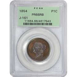 1854 Pattern Cent Judd-161, Pollock-187. Original. Plain Edge. Rarity-4. Proof-66 RB PCGS. OGH.