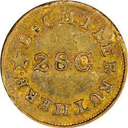 Undated (1834-1837) C. Bechtler Gold $1. Kagin-4. Reversed N. Rarity-4. Plain Edge. EF-40.