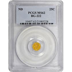 Undated (1853) Round 25¢. BG-222. Liberty Head. Rarity-2. MS-62 PCGS