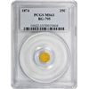 Image 1 : 1874 Octagonal 25¢. BG-795. Large Indian Head. Rarity-3. MS-63 PCGS.