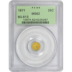 1871 Round 25¢. BG-813. Liberty Head. Rarity-3. MS-62 PCGS. OGH.