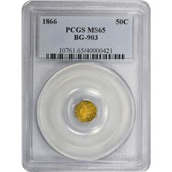 1866 Octagonal 50¢. BG-903. Liberty Head. Rarity-5+. MS-65 PCGS.