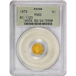 1873 Octagonal $1. BG-1123. Indian Head. Rarity-4+. MS-62 PCGS. OGH.