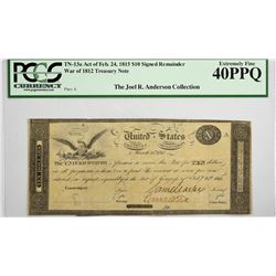 Fr. TN-13a $10 March 25, 1815 (Act of February 24, 1815). Plate A. PCGS Extremely Fine 40 PPQ.