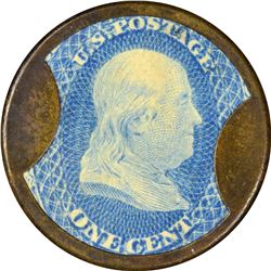 Joseph L. Bates Fancygoods. 1 Cent. HB-49, EP-6a, S-26. Choice About Uncirculated.