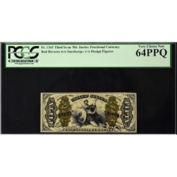 Lot of (3) Third Issue. Justice. 50 Cents Frational Currency. PCGS Currency Graded.