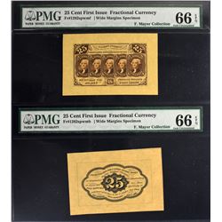 Lot of (2) Fr. 1282sp. 25 Cents. Wide Margin Fractional Currency Specimens. PMG Gem Uncirculated 66