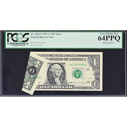 Fr. 1922-J. 1995 $1 Federal Reserve Note. Kansas City. PCGS Currency Very Choice New 64 PPQ. Printed