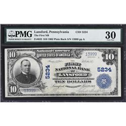 Lansford, Pennsylvania. 1902 $10 Plain Back. Fr. 632. FNB. Charter 5234. PMG Very Fine 30.