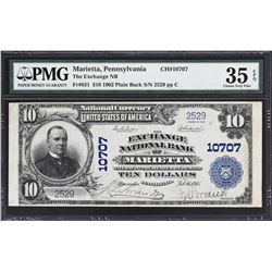 Marietta, Pennsylvania. 1902 $10 Plain Back. Fr. 631. Exchange NB. Charter 10707. PMG Very Fine 35 E
