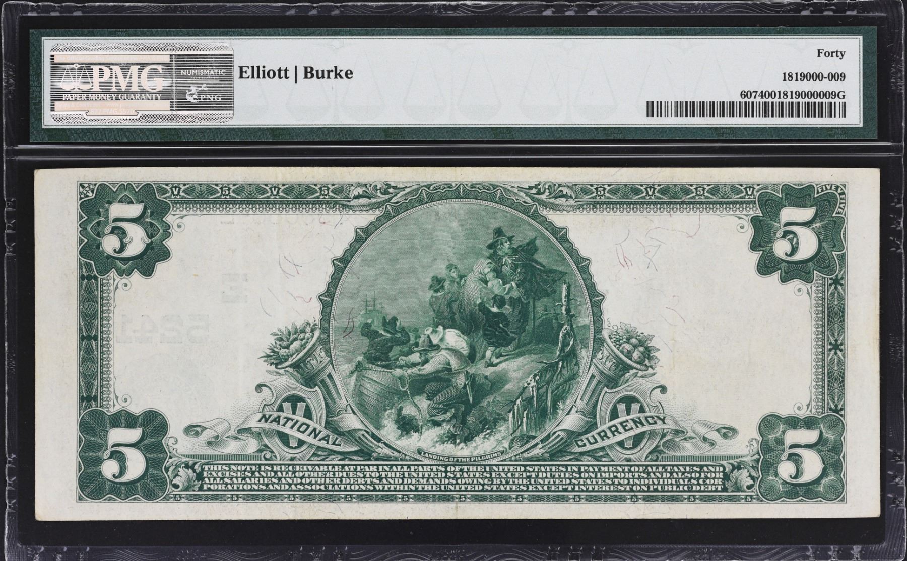 Myerstown, Pennsylvania. 1902 5 Plain Back. Fr. 607. Myerstown NB