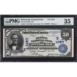 Pittsburgh, Pennsylvania. 1902 $50 Date Back. Fr. 667. Exchange NB. Charter 1057. PMG Choice Very Fi