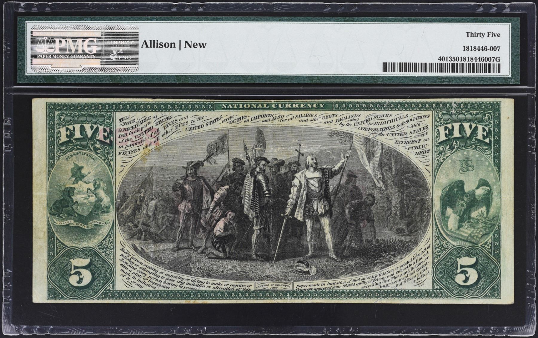 Slatington, Pennsylvania. 1875 10. Fr. 401. NB. Charter 2293. PMG