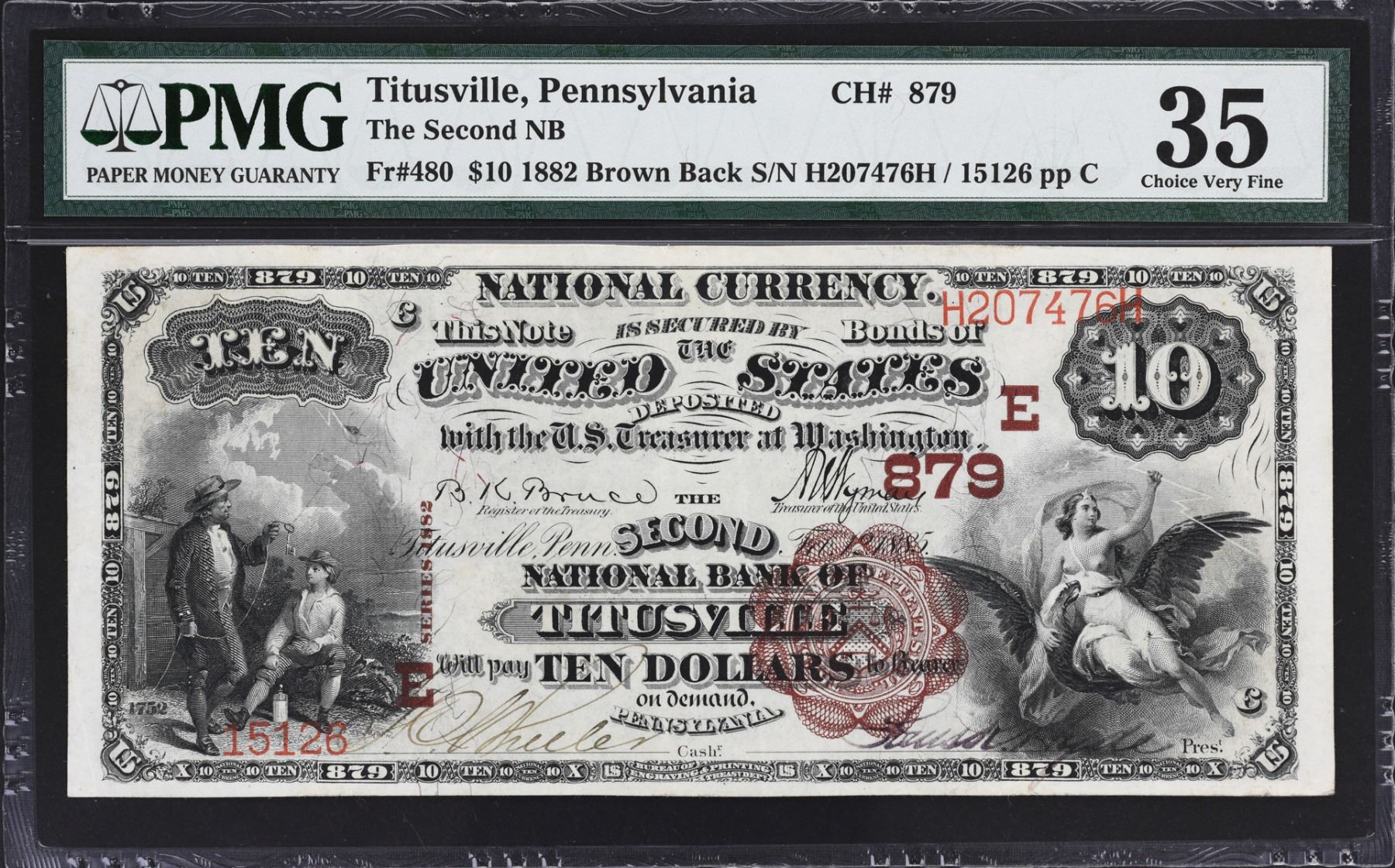 Titusville, Pennsylvania. 1882 10 Brown Back. Fr. 480. Second NB