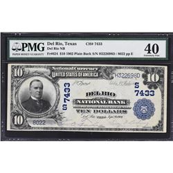Del Rio, Texas. 1902 $10 Plain Back. Fr. 624. Del Rio NB. Charter 7433. PMG Extremely Fine 40.