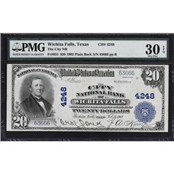 Wichita Falls, Texas. 1902 $20 Plain Back. Fr. 653. City NB. Charter 4248. PMG Very Fine 30 EPQ.