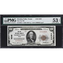 Wichita Falls, Texas. 1929 $100 Ty. 1. Fr. 1804-1. City NB. Charter 4248. PMG About Uncirculated 53 