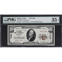 Ogden, Utah. 1929 $10 Ty. 1. Fr. 1801-1. NB if Commerce. Charter 7296. PMG Choice Very Fine 35 EPQ.