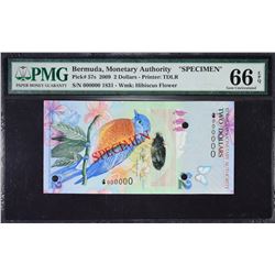 Bermuda Monetary Authority. 1.1.2009, 2 to 100 Dollars. P-57s to 62s. PMG Graded. Specimens.