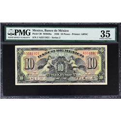 Banco de Mexico. 1936-67, 10 Pesos. P-Various. Very Fine to Gem Uncirculated.
