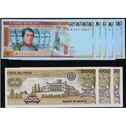 Banco de Mexico. 1980-1991, 5,000 & 10,000 Pesos. P-Various. Extremely Fine to Gem Uncirculated.