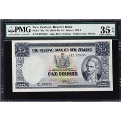 Reserve Bank of New Zealand. ND (1956-60), 5 Pounds. P-160c. PMG Choice Very Fine 35 EPQ.