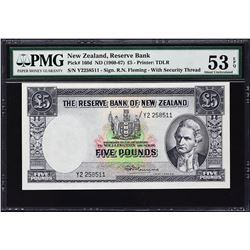 Reserve Bank of New Zealand. ND (1960-67), 5 Pounds. P-160d. PMG About Uncirculated 53 EPQ.