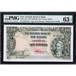 Reserve Bank of New Zealand. ND (1956-60), 10 Pounds. P-161c. PMG Choice Uncirculated 63 EPQ.