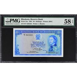 Reserve Bank of Rhodesia. 16.11.1964, 10 shillings & 1 Pound. P-24a & 25a. PMG Graded.