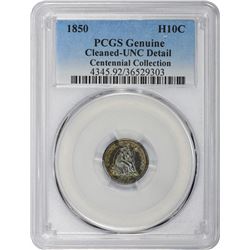 1850 Genuine – Cleaned – Uncirculated Details.