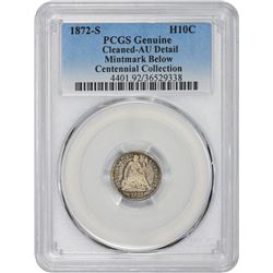 1872-S Mintmark Below Bow. Genuine – Cleaned – AU Details PCGS.
