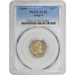 1834 JR-6. Rarity-2. AU-53 PCGS.