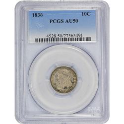 1836 JR-3. Block 8. Rarity-3. AU-50 PCGS.