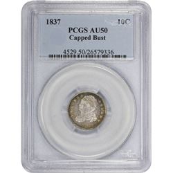 1837 Capped Bust. JR-3. Block 8. Rarity-2. AU-50 PCGS.