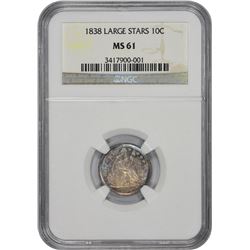 1838 Large Stars. MS-61 NGC.