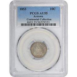 1853 Arrows. AU-55 PCGS.