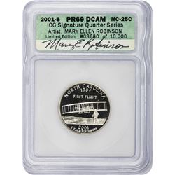 2001-S North Carolina. Clad. Proof-69 DCAM. ICG Artist Signature Series.
