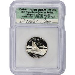 2001-S Rhode Island. Clad Proof-69 DCAM. ICG Artist Signature Series.