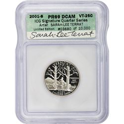2001-S Vermont. Clad Proof-69 DCAM. ICG Artist Signature Series.