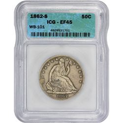 1862-S WB-101. EF-45 ICG.